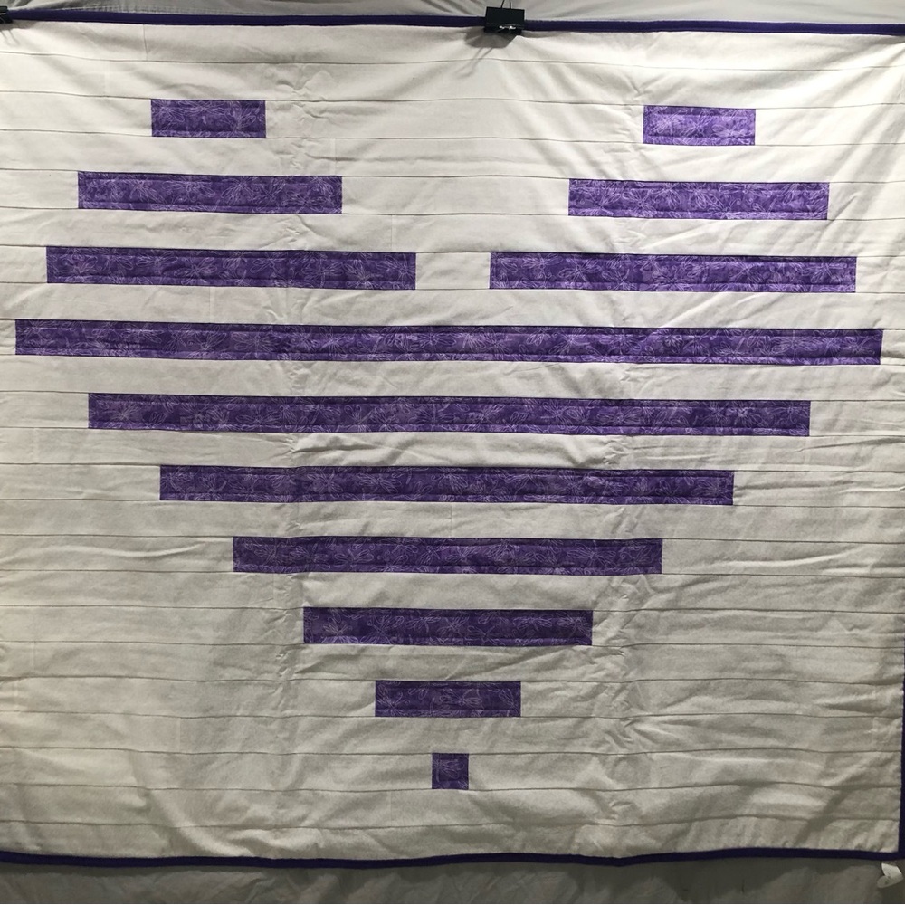 Kids throw or crib blanket. Purple stripe hearts with flannel back.